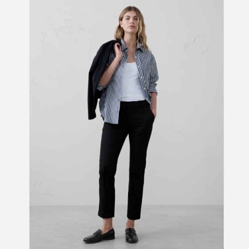 Banana Republic Ryan Curvy Stretch Twill Mid Rise Ankle Pants Size 2 Black $100